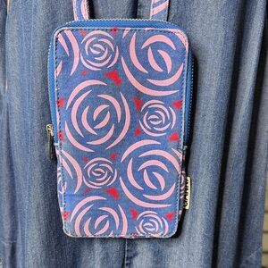 Ganni Cotton Canvas Blue and Pink Swirl Phone Case